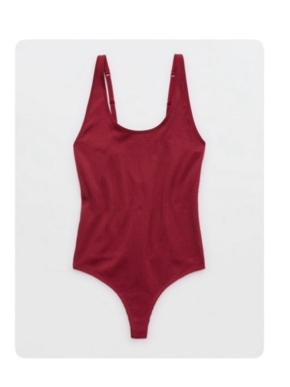 NWOT Aerie American Eagle Superchill Seamless Rib Scoop Bodysuit Berry Jam Red